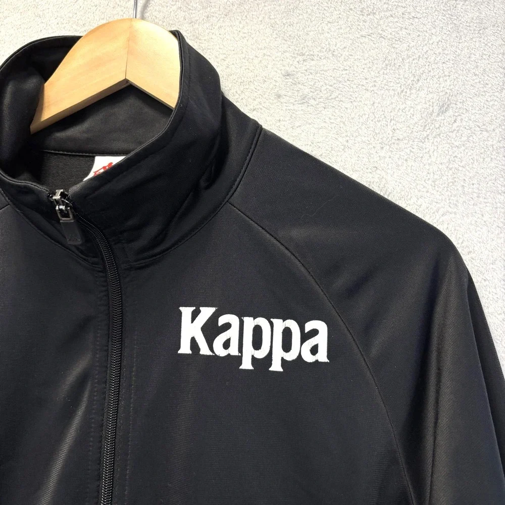 KAPPA‎ Track Jacket Mens Medium Black Full Zip Stretch Logo Gym Athletic Sporty